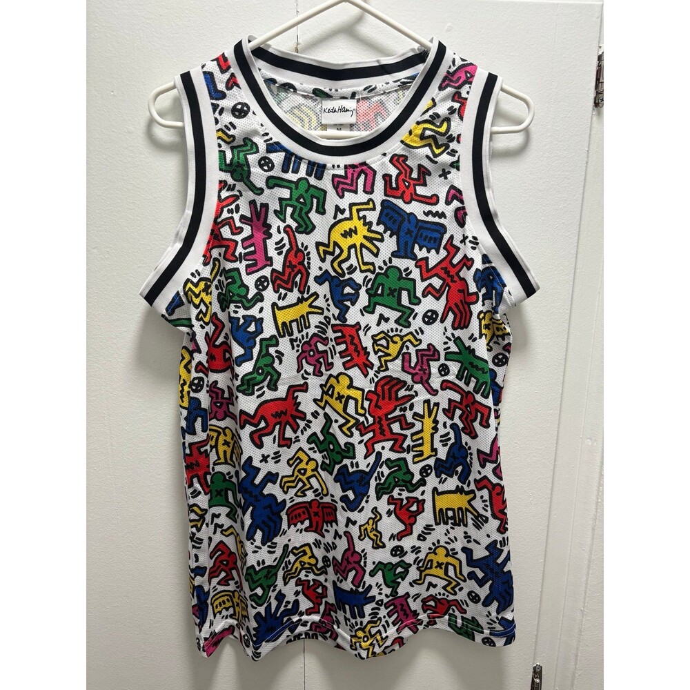 RARE Keith Haring Jersey Urban Outfitters Size Medium Rainbow